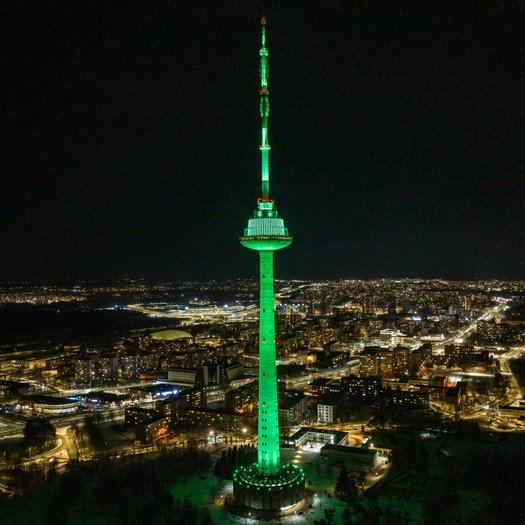 Vilnius TV tower festive lightening